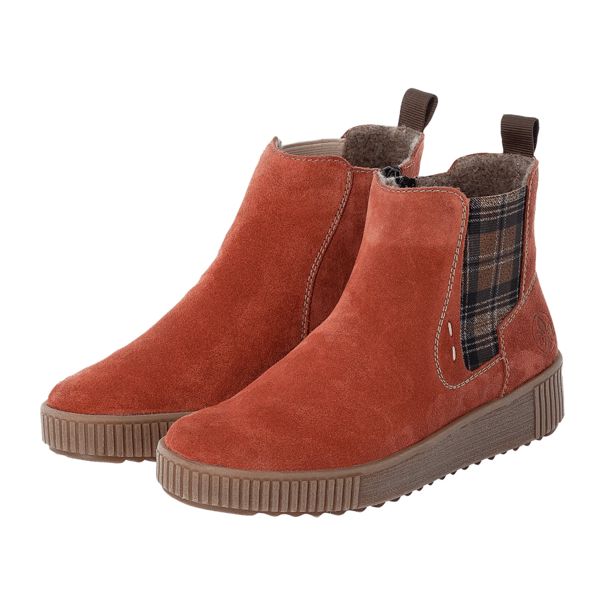 Rieker Women's Red Ankle Boots with Zip and Soft Lining for Winter Comfort