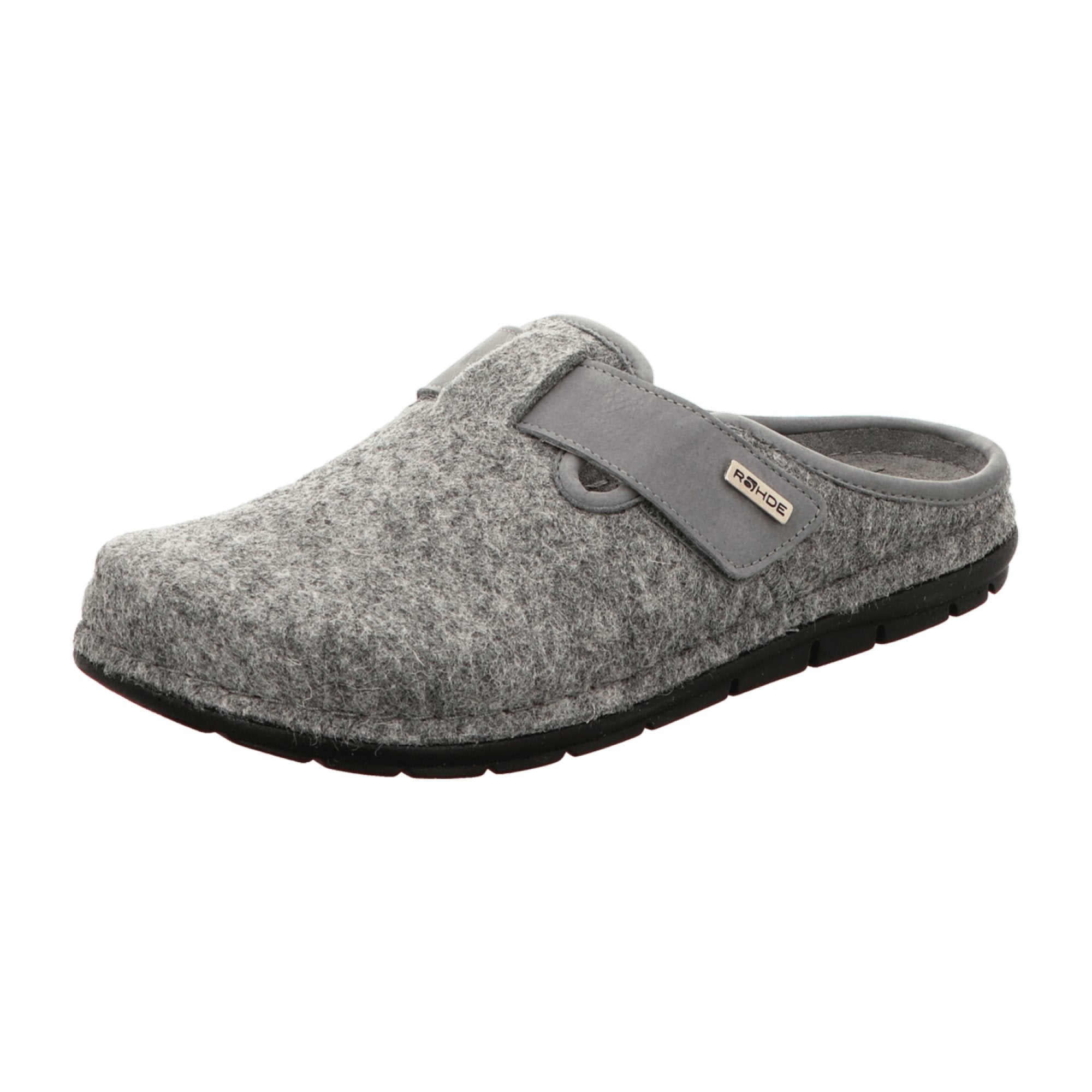 Rohde Men's Gray House Slippers Warm Felt Lining Flat Sole Slip-On Comfort