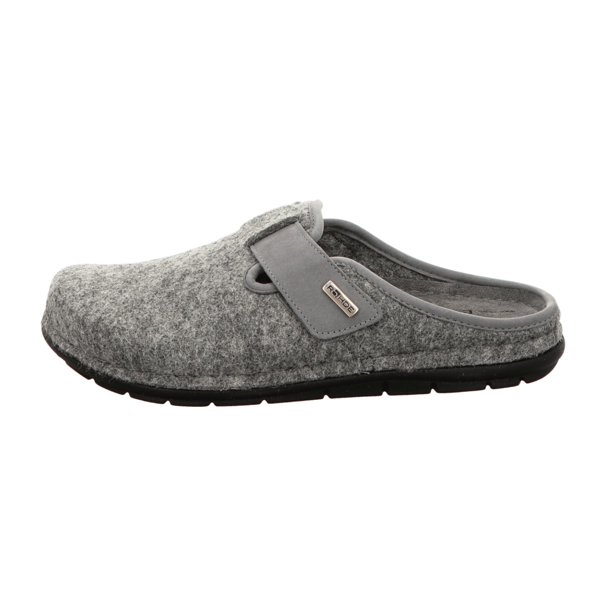 Rohde Men's Gray House Slippers Warm Felt Lining Flat Sole Slip-On Comfort