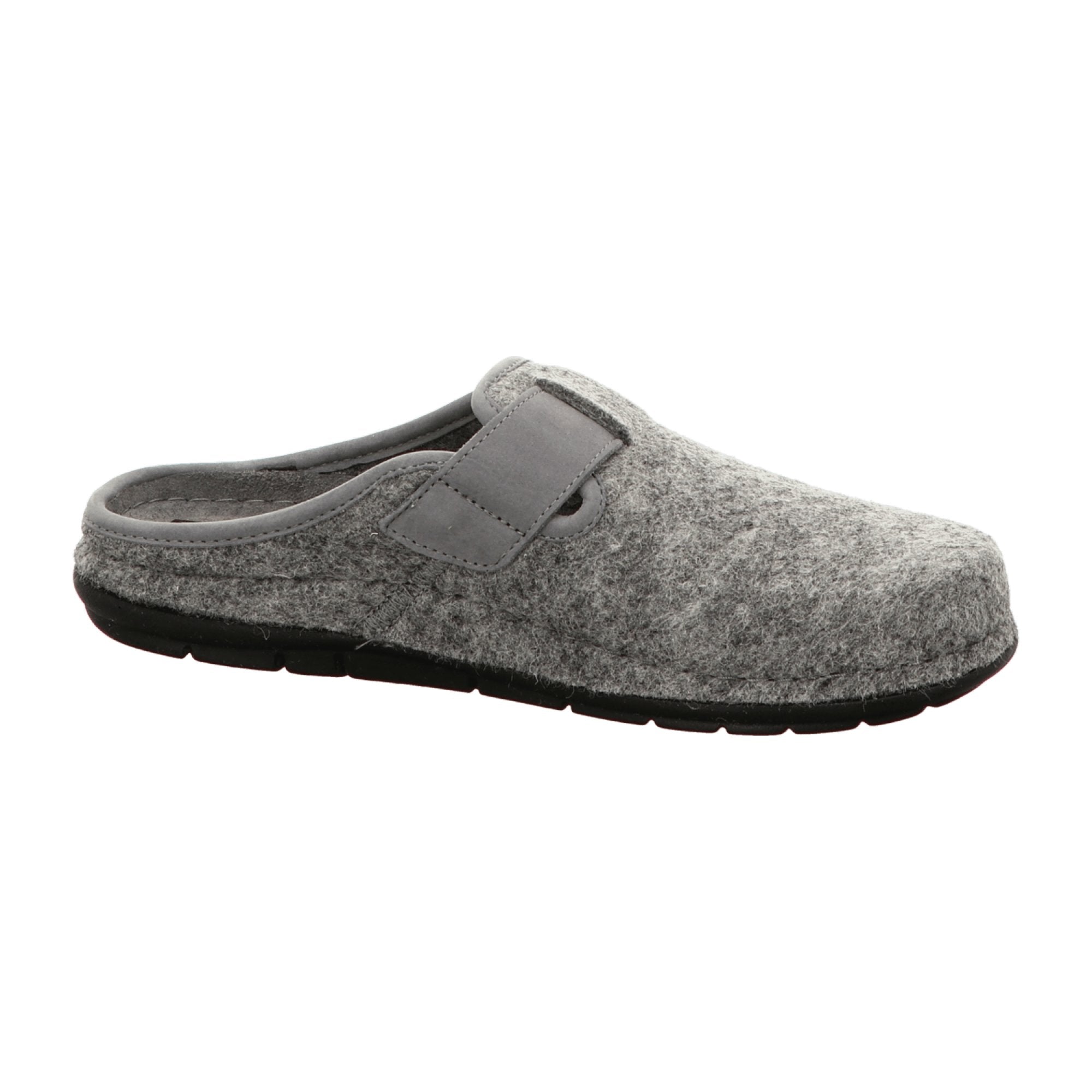 Rohde Men's Gray House Slippers Warm Felt Lining Flat Sole Slip-On Comfort