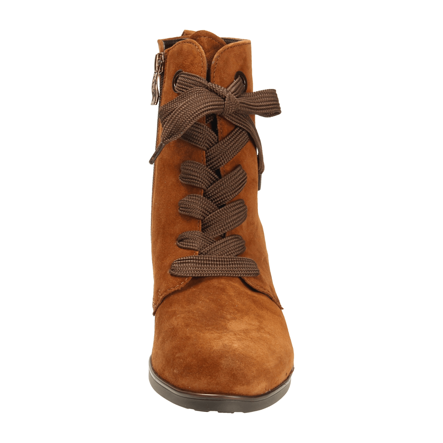 ARA FLORENZ FLO Women's Ankle Boots in Brown Full-Grain Leather, Classic Zip, Warm Lined