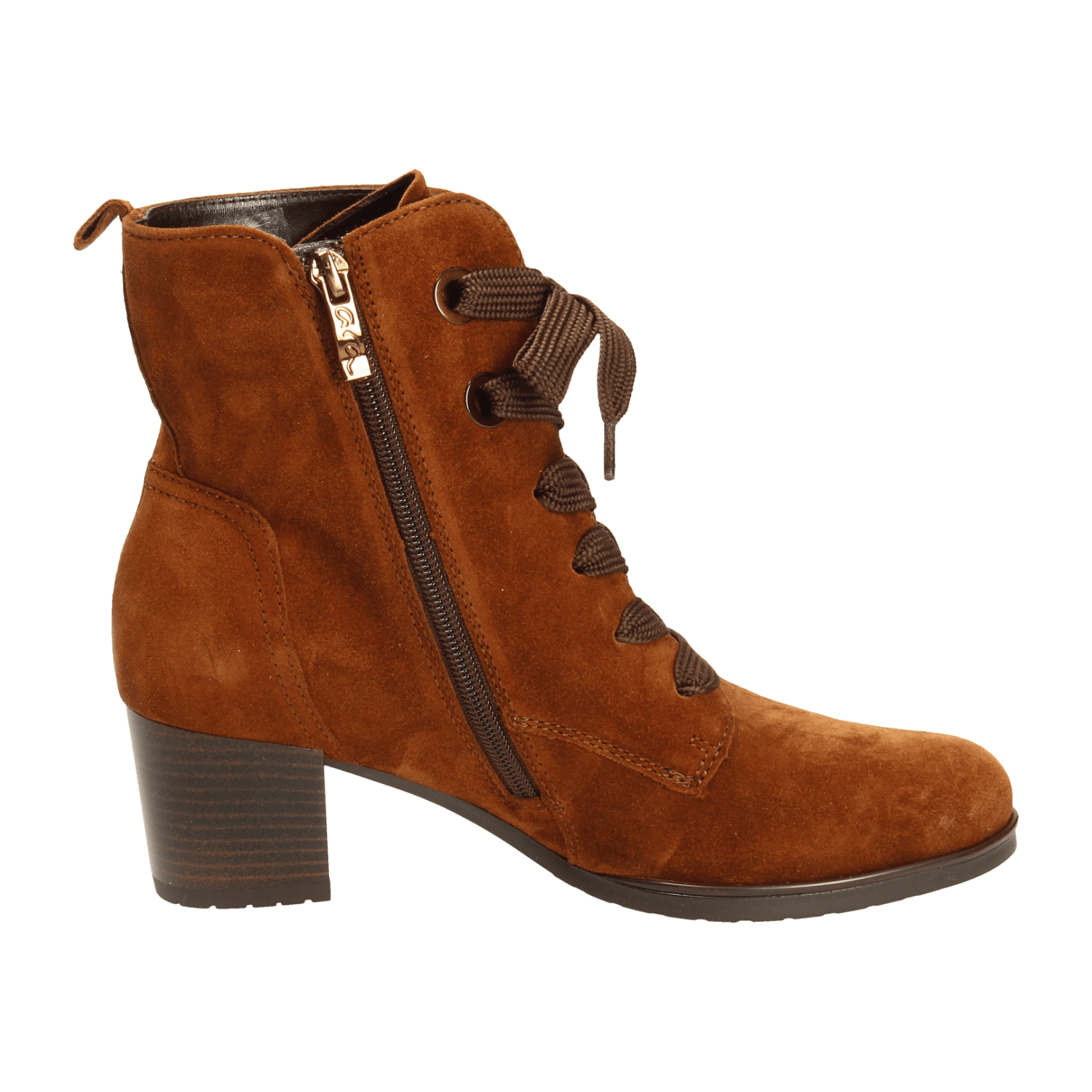 ARA FLORENZ FLO Women's Ankle Boots in Brown Full-Grain Leather, Classic Zip, Warm Lined