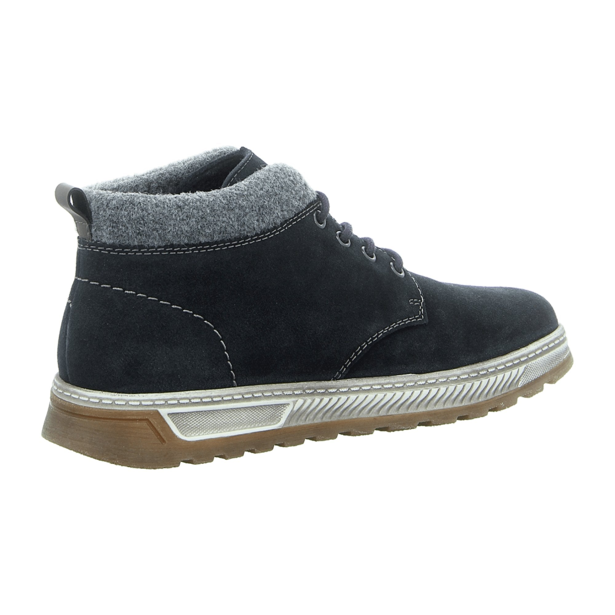 Rieker Men's Blue Comfort Boots Warm Lined Suede Lace-Up for Fall Winter