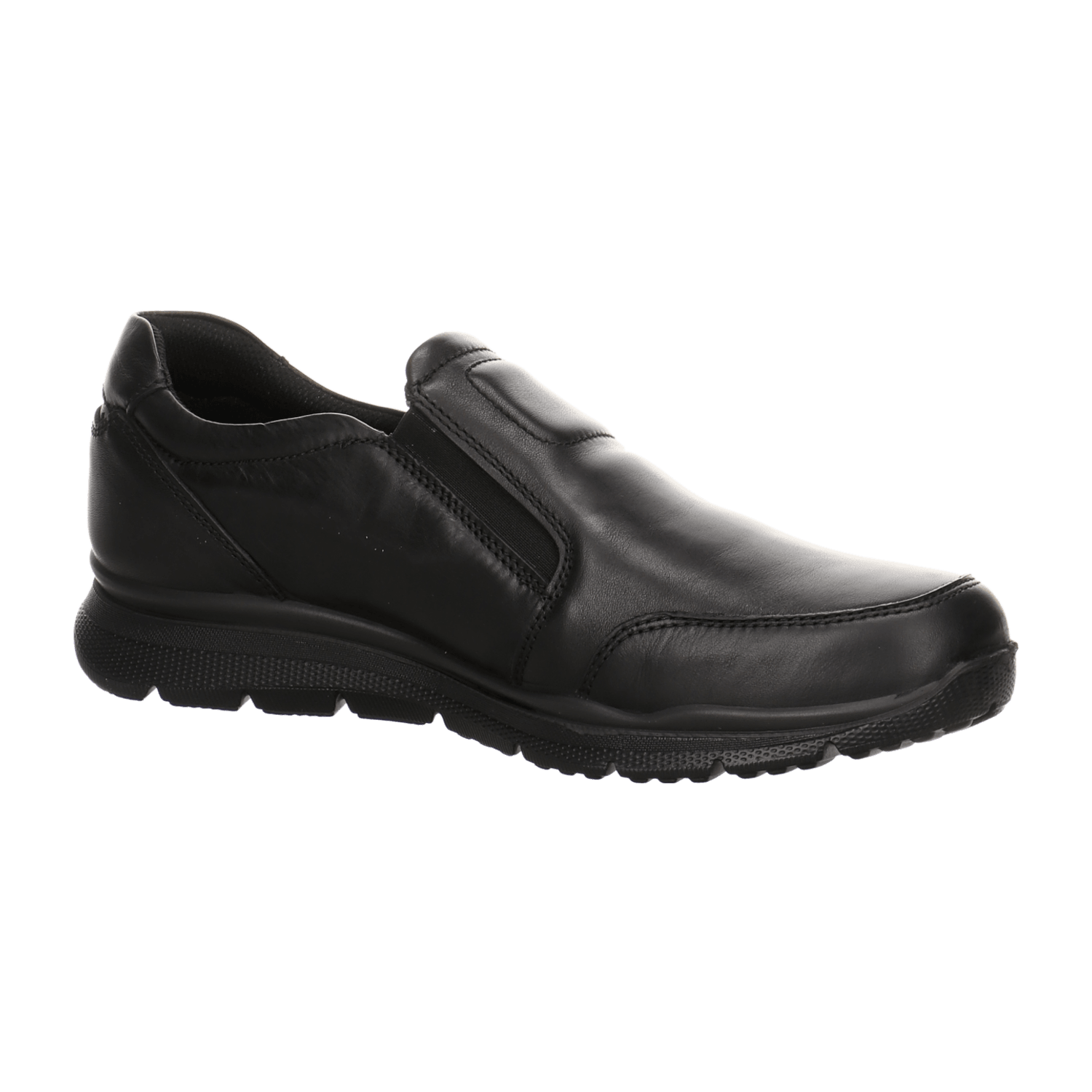 ARA Benjo Men's Slipper in Black Smooth Leather, Classic Lace-Up Shoe with Round Toe and Polyurethane Sole