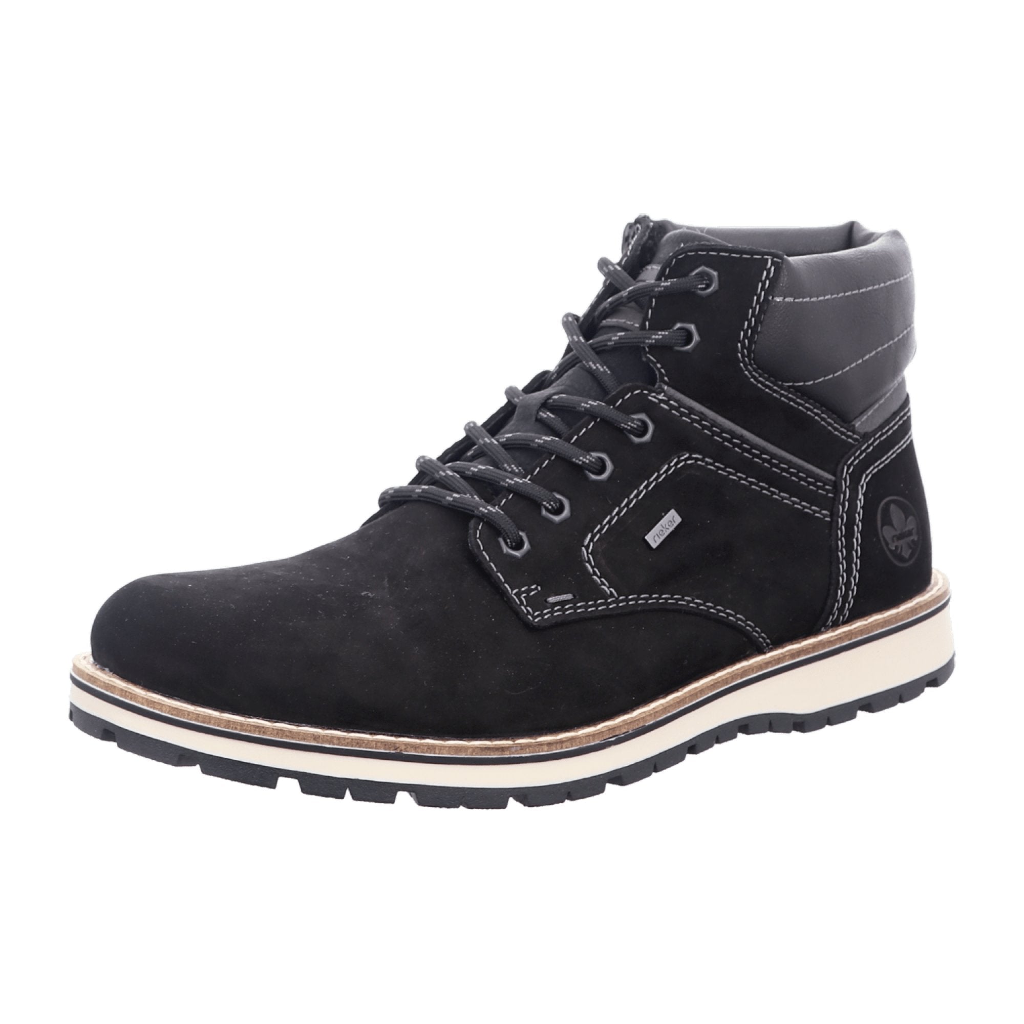 Rieker Men's Black Lace-Up Ankle Boots, Comfortable Casual Fall/Winter Shoes