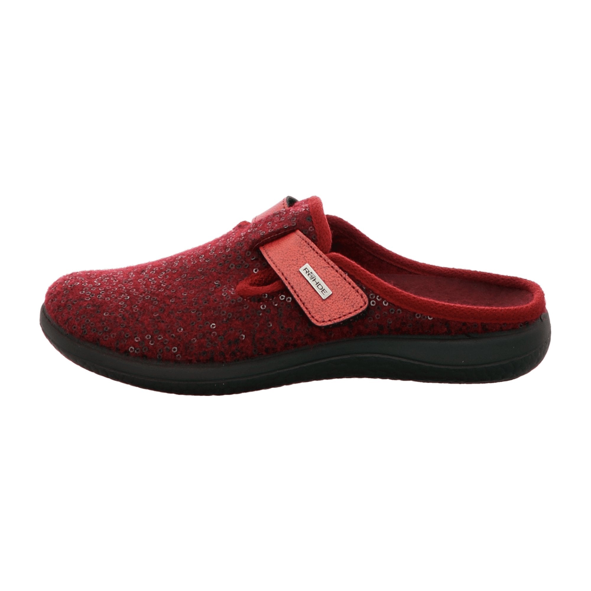 Rohde Women's Red Slip-On Felt Slippers with Sequins Warm Lining Winter Shoes