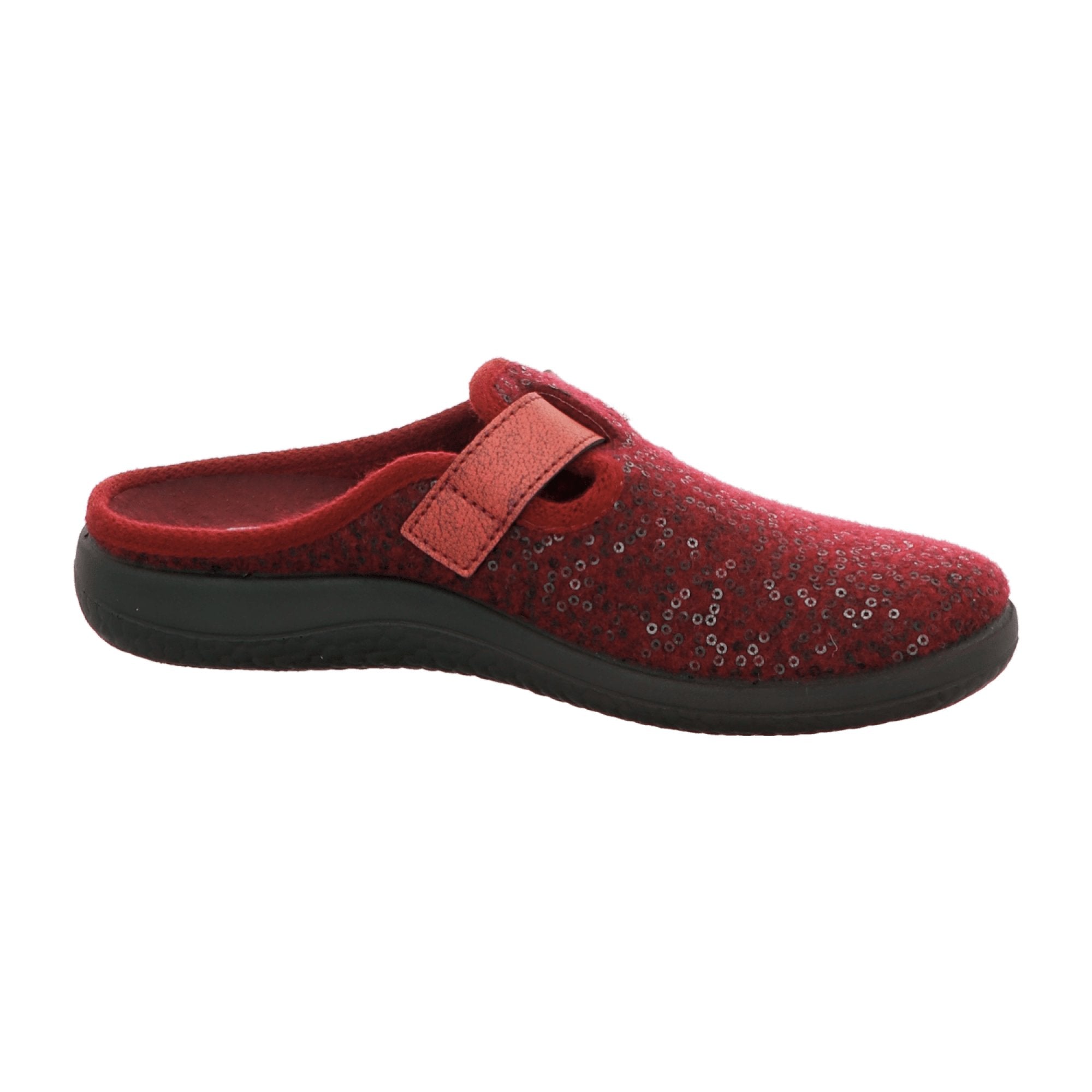 Rohde Women's Red Slip-On Felt Slippers with Sequins Warm Lining Winter Shoes