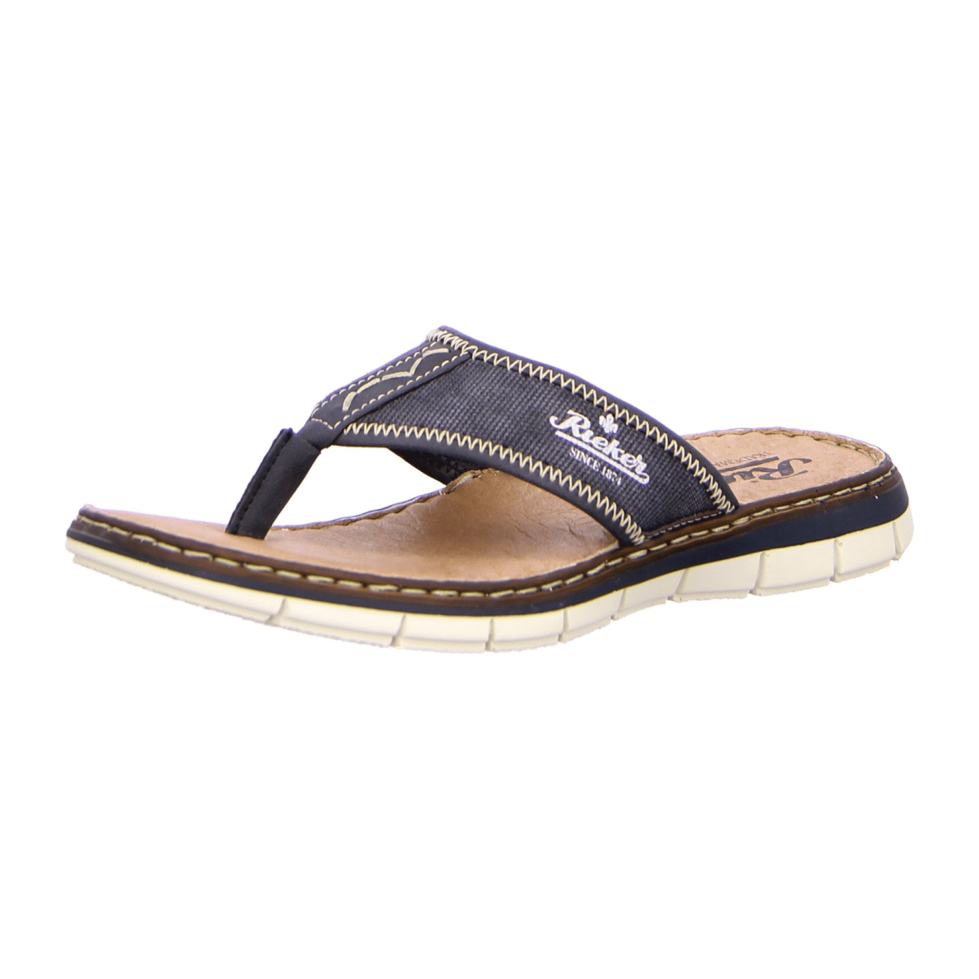 Rieker Men's Grey Thong Sandals with Wedge Heel for Spring/Summer