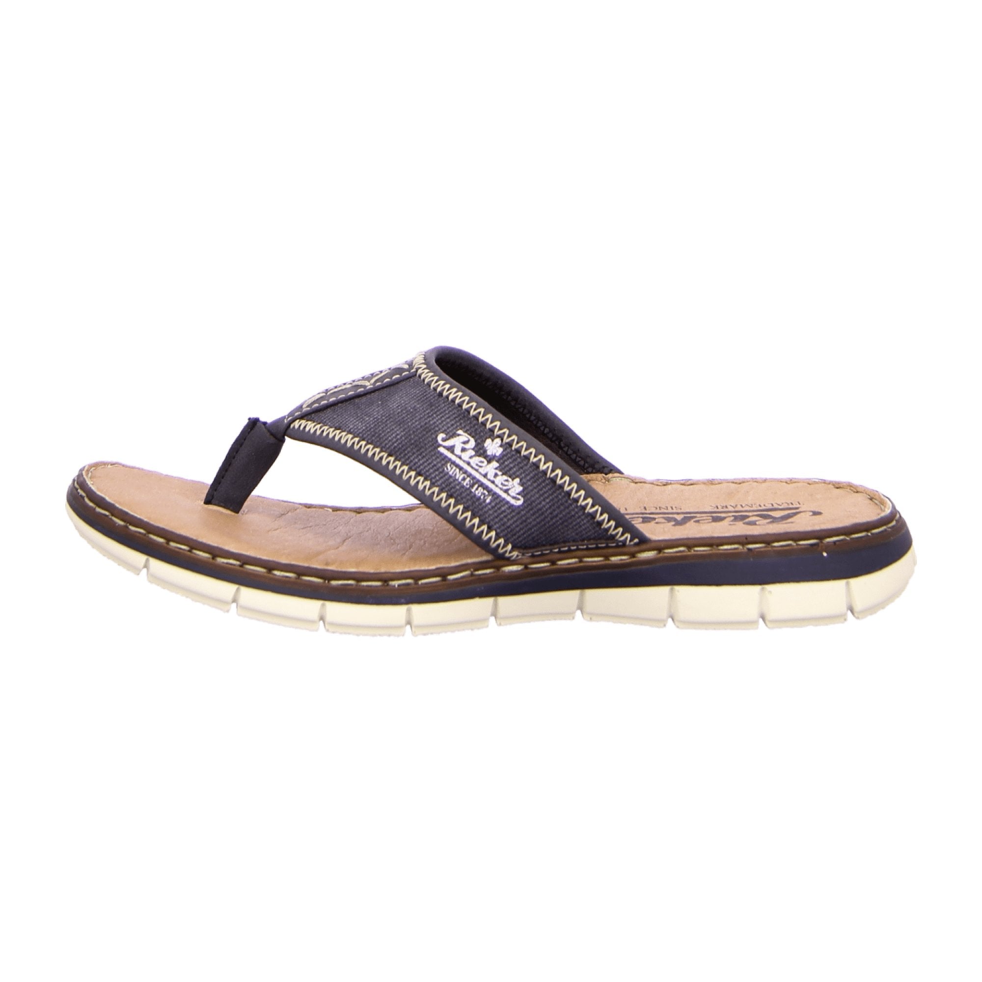 Rieker Men's Grey Thong Sandals with Wedge Heel for Spring/Summer