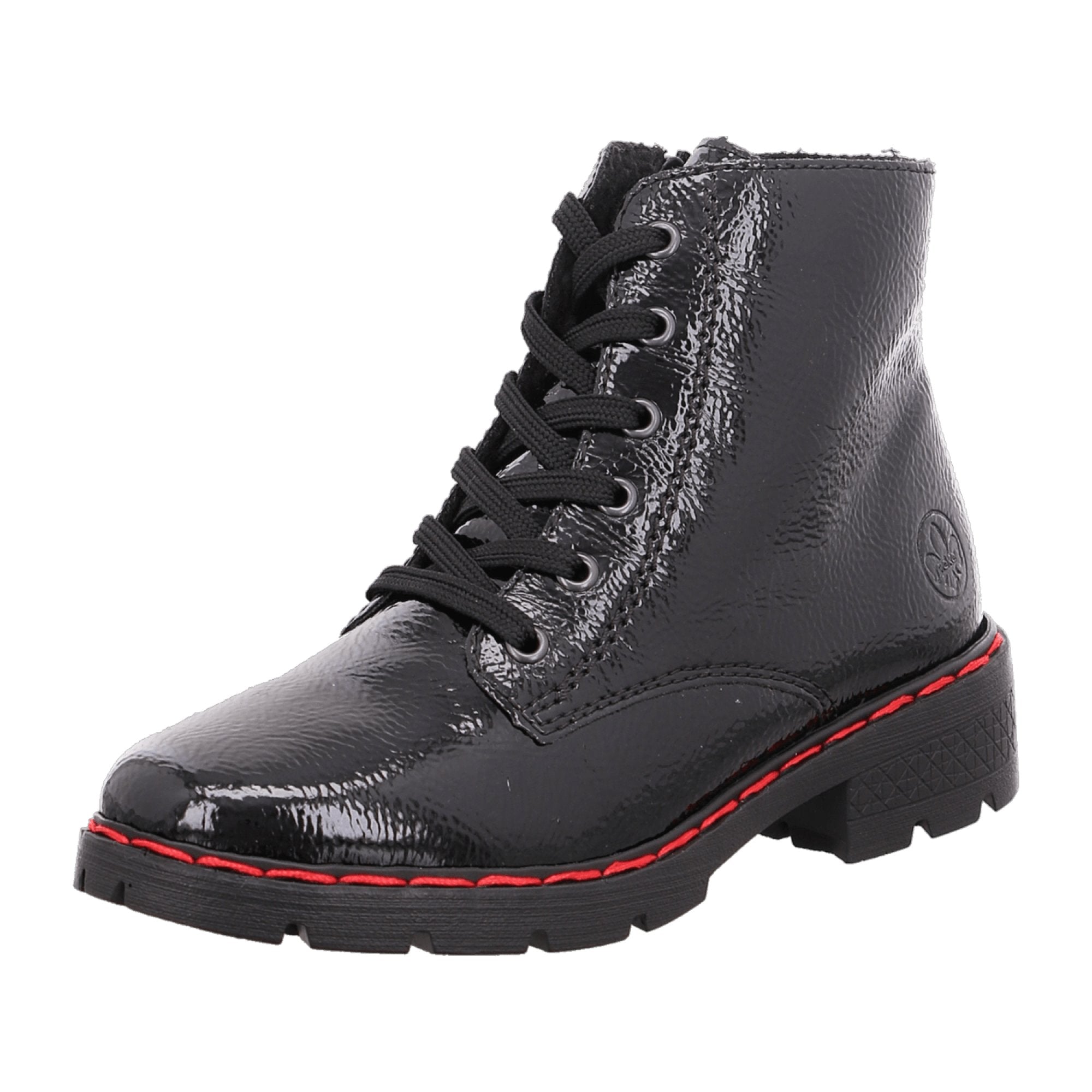 Rieker Women's Black Ankle Boots with Block Heel and Round Toe