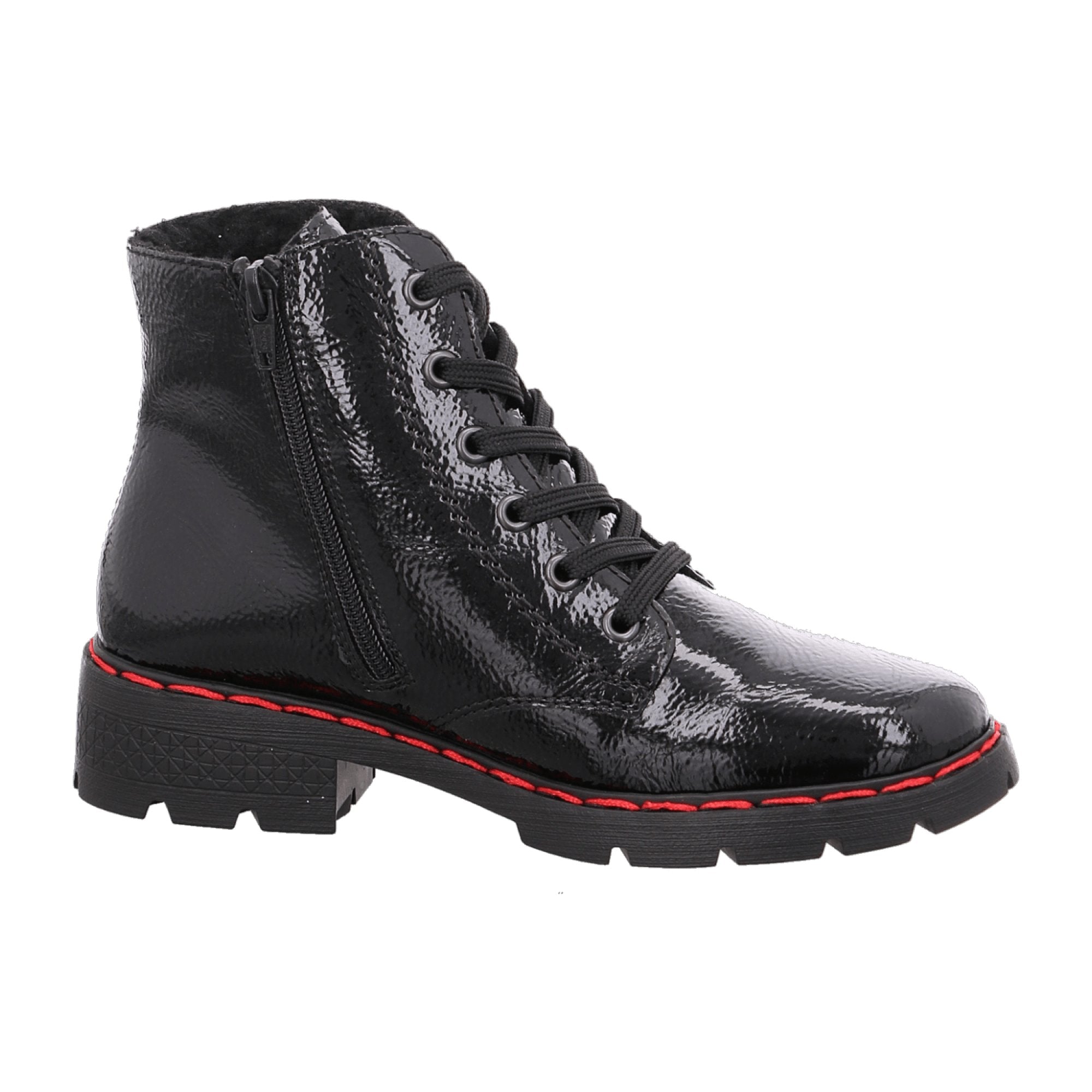 Rieker Women's Black Ankle Boots with Block Heel and Round Toe