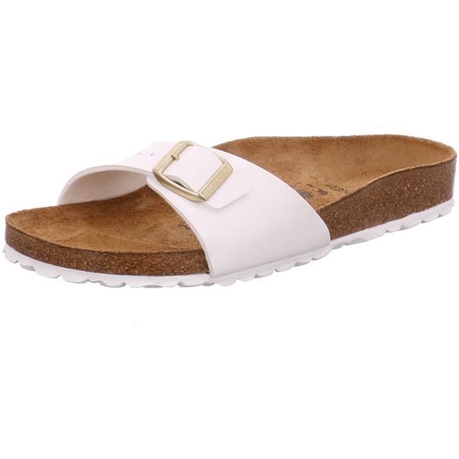 Birkenstock Madrid Patent Birko-Flor Slides Sandals Shoes Thongs white gold narrow - Bartel-Shop