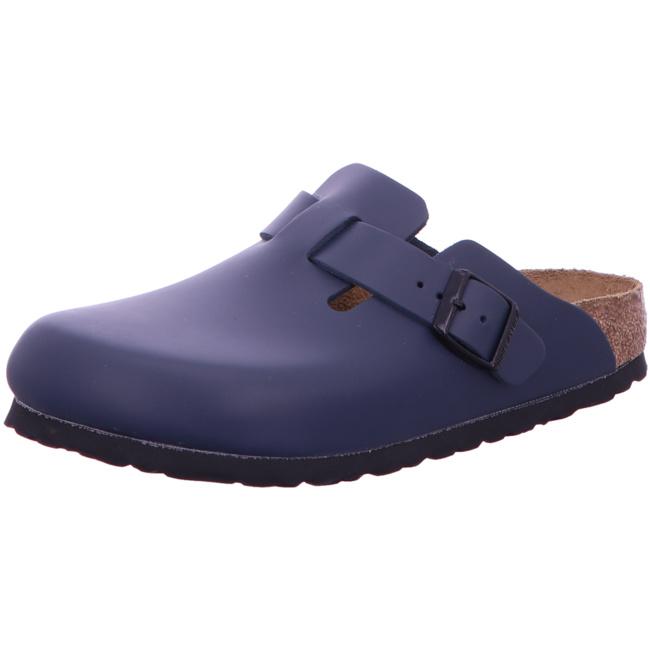 Birkenstock Boston Clogs Mules Slippers Sandals Slides Blue Natual Leather narrow - Bartel-Shop