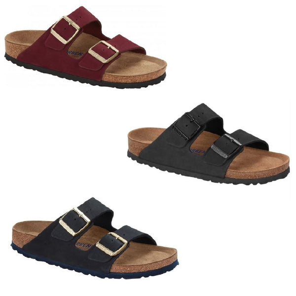 Birkenstock Arizona Nubuck Leather Maroon Midnight Sandals
