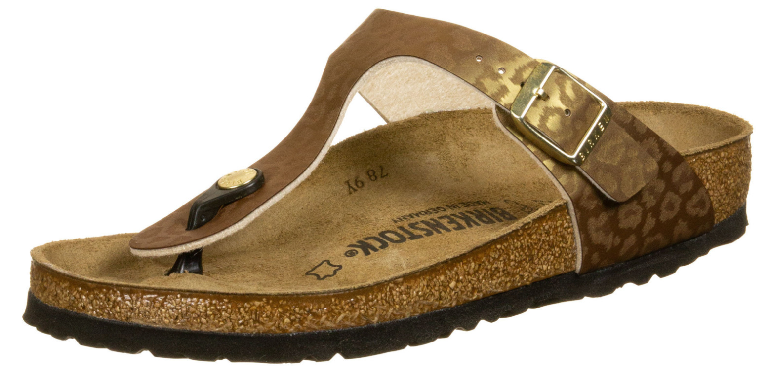 Birkenstock Gizeh slippers gold, Leo animal Thongs Birko - Bartel-Shop