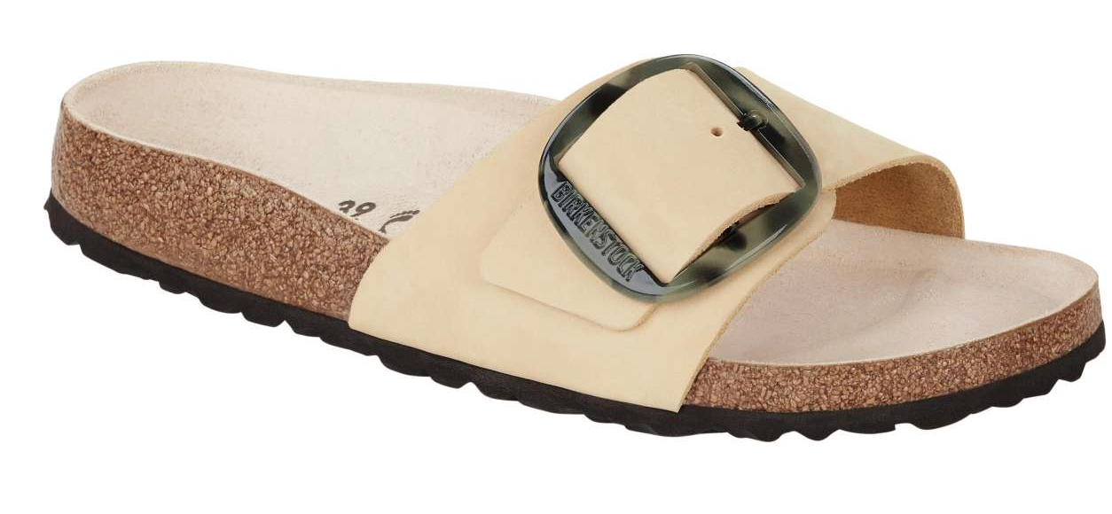 Birkenstock Madrid Big Buckle Almond Green Nubuck Leather Slides Sandals Mules - Bartel-Shop