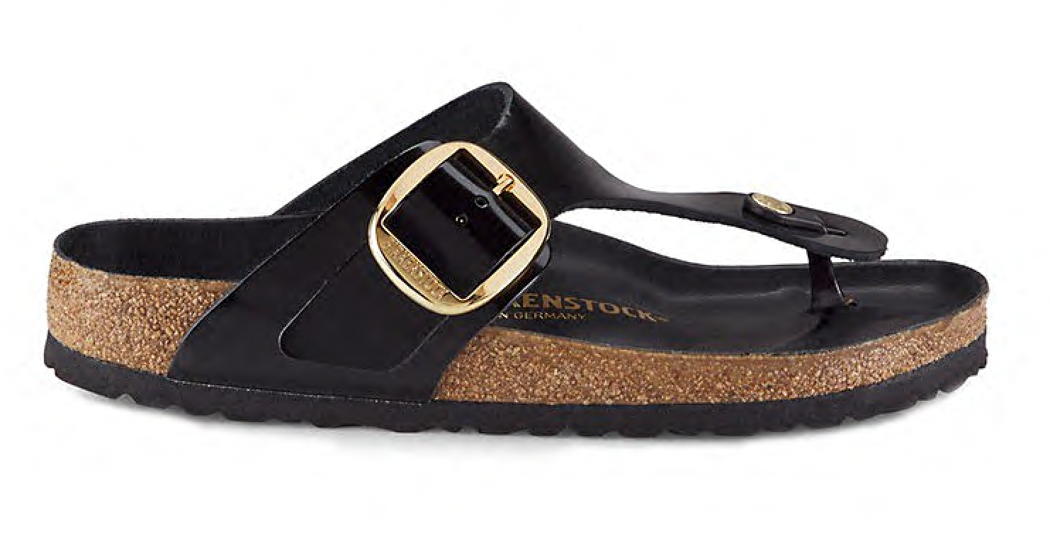 Birkenstock Arizona Gizeh Madrid Big Buckle High Shine Patent Black Sandals Slides - Bartel-Shop
