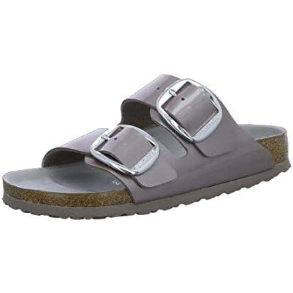 Birkenstock Arizona Big Buckle Pearly mules beige Birko-Flor lacquer - Bartel-Shop