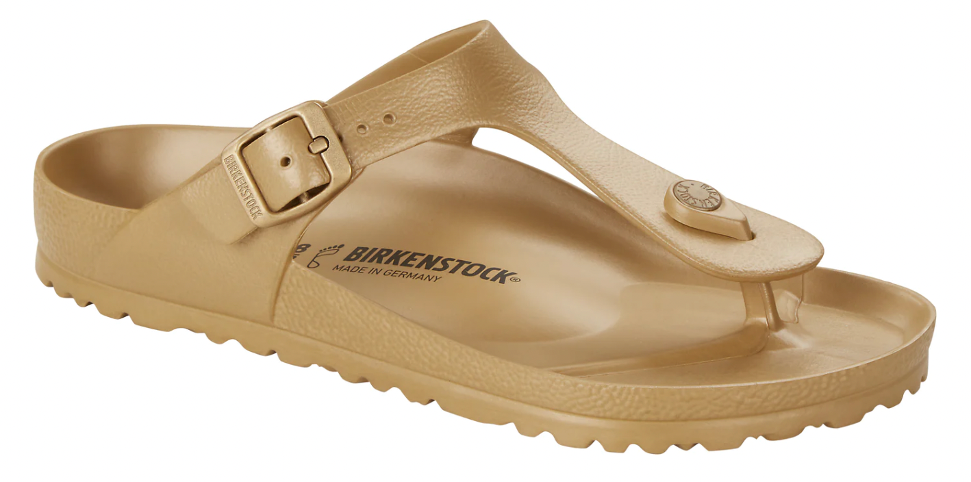 Birkenstock Arizona Gizeh Gold Glamour Multi EVA Waterproof Beach Slides Sandals NEW - Bartel-Shop