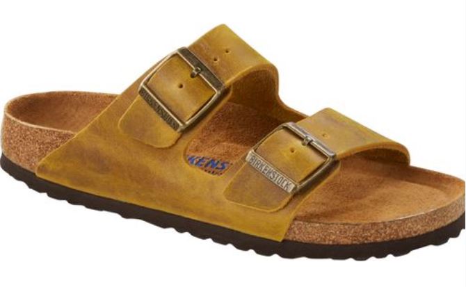 Birkenstock Taormina Arizona Ochre Yellow Sandals Slides Leather Ankle Strap - Bartel-Shop
