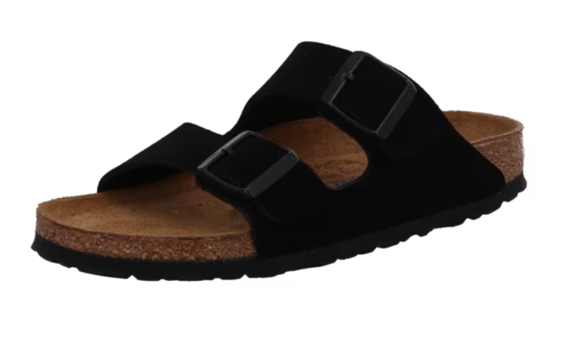 Birkenstock Arizona Black Suede Leather Soft SFB Slides Sandals Mules 45 M12