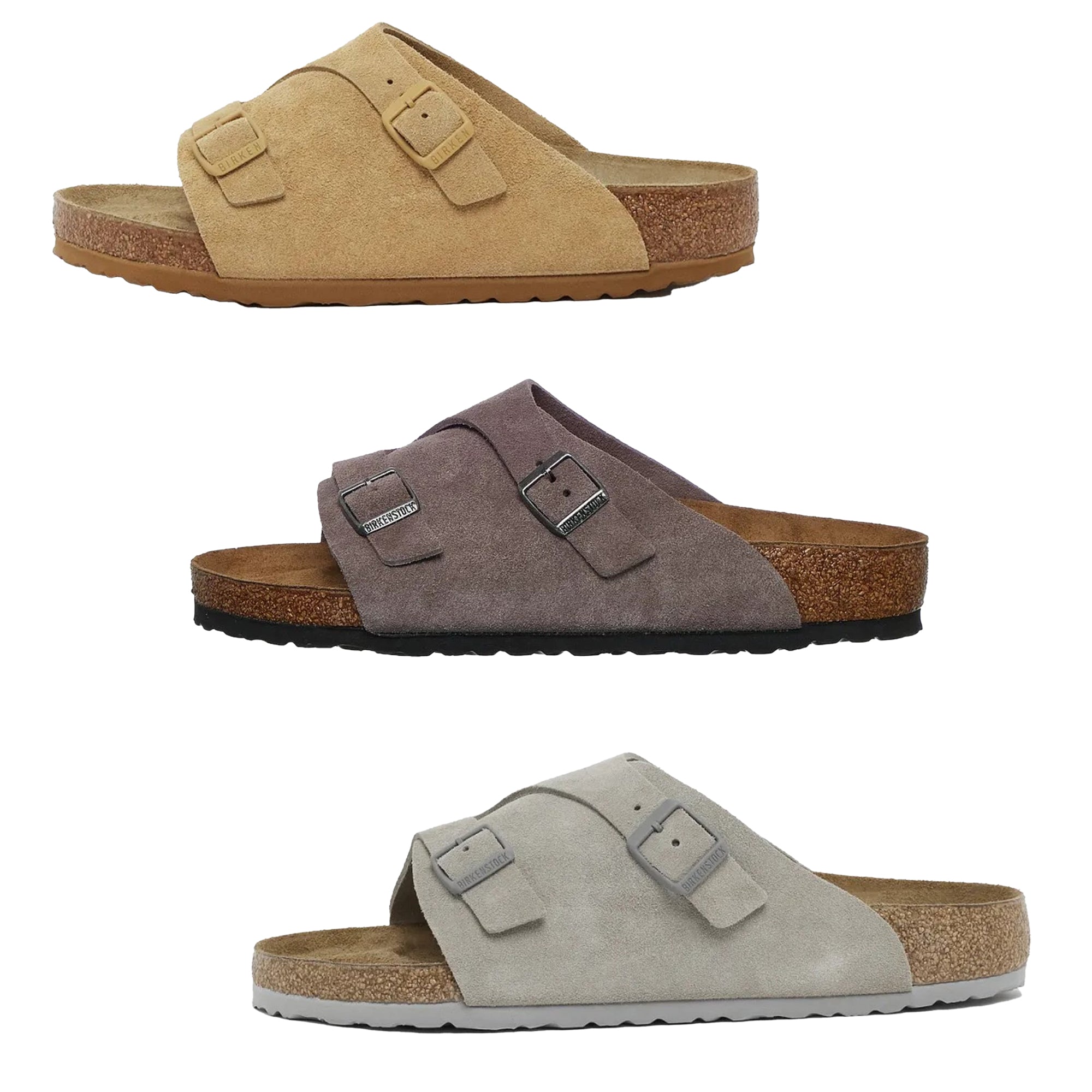 Birkenstock Zurich Zürich Suede Leather Mules Clogs Slippers Sandals Stone Purple Cream Shoes