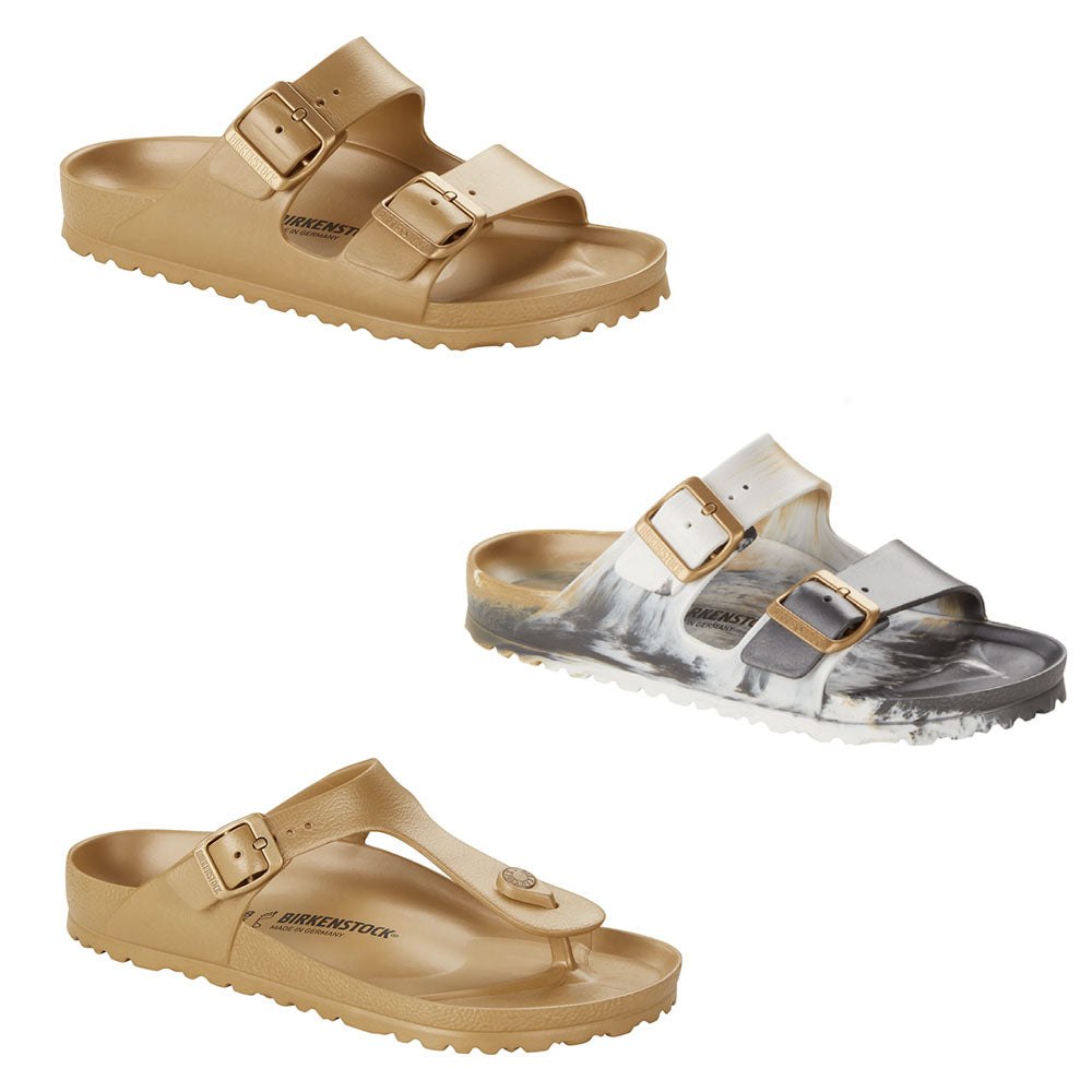 Birkenstock Arizona Gizeh Gold Glamour Multi EVA Waterproof Beach Slides Sandals NEW - Bartel-Shop