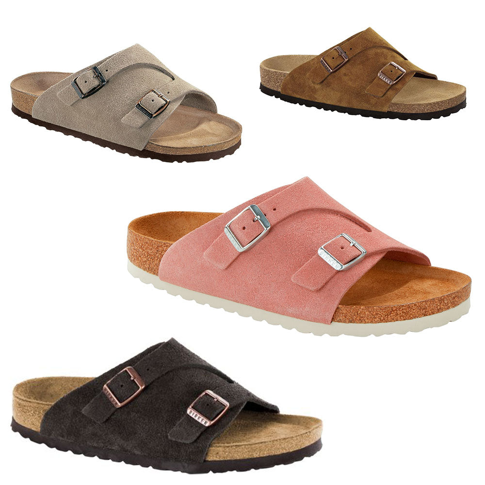 Birkenstock Zürich Zurich Suede Leather Sandals Slippers Mules Pink Brown Slides - Bartel-Shop