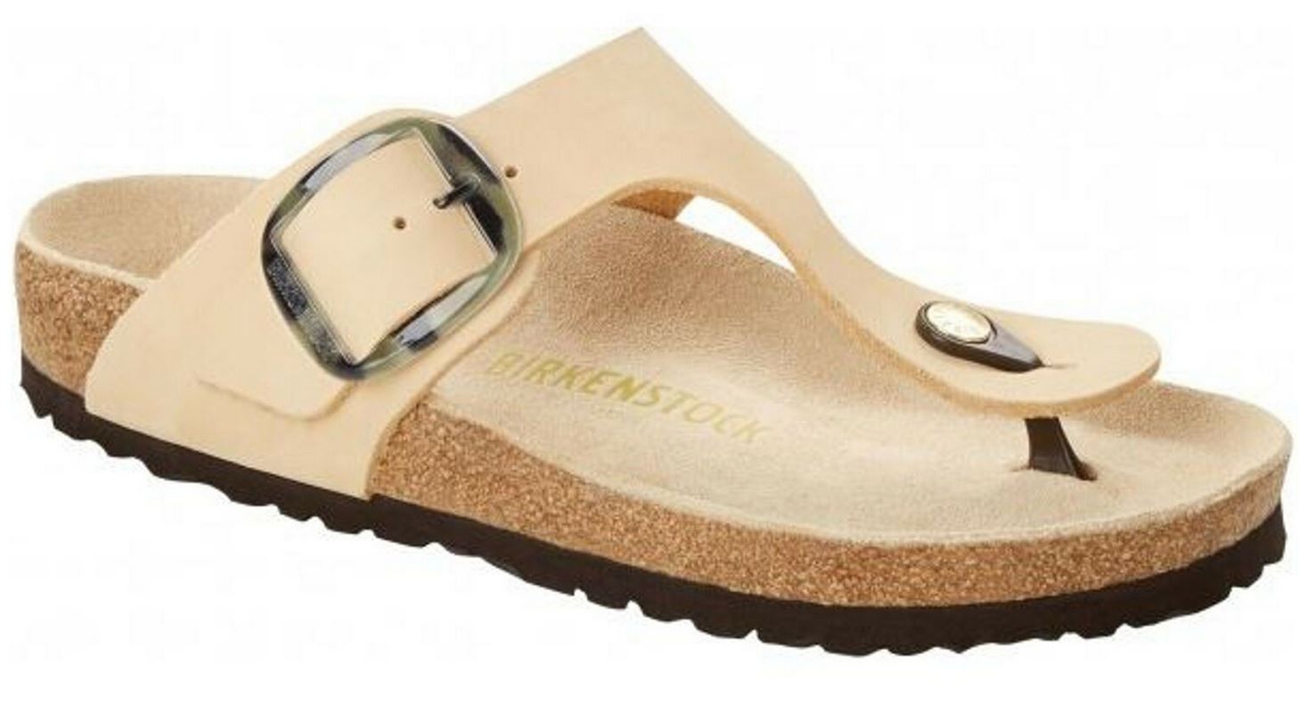 Birkenstock Gizeh Big Buckle Almond Green Nubuck Leather Slides Sandals Thongs Flip Flops - Bartel-Shop