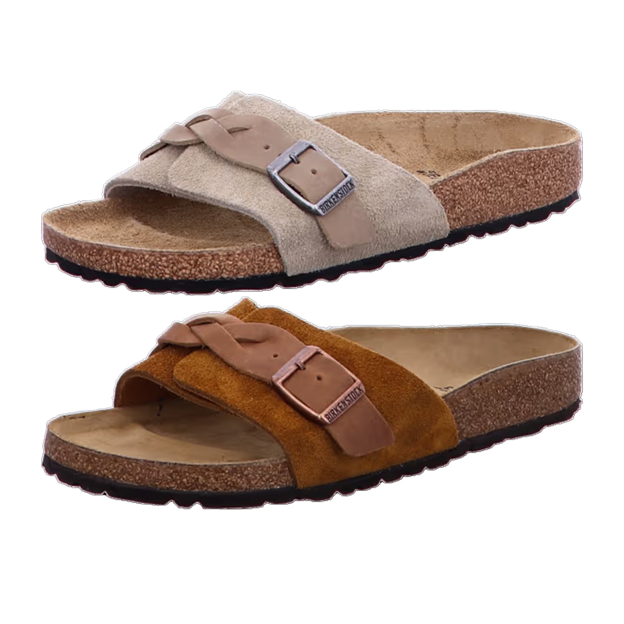 Birkenstock Oita Braided Suede Leather Slides Mules Sandals Mink Taupe New