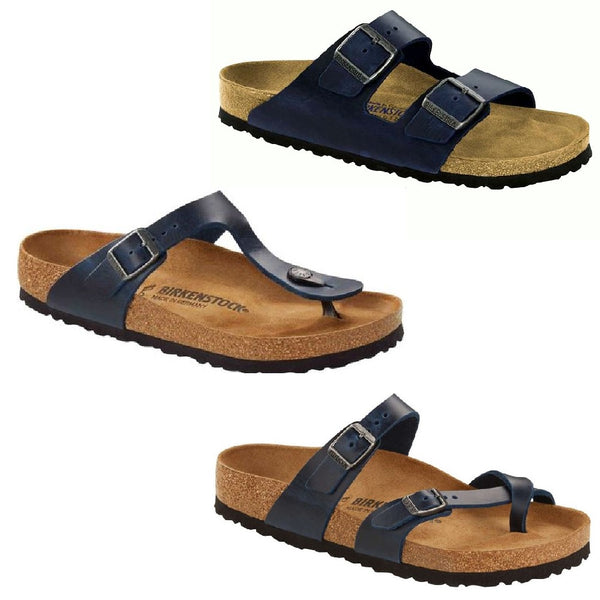 Birkenstock Arizona Gizeh Mayari Blue Oiled Nubuck Leather Sandals Sli