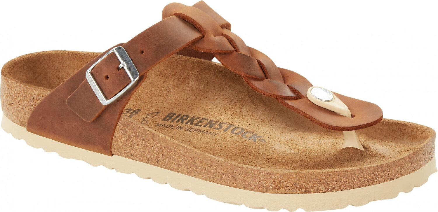 Birkenstock Gizeh Braided Sandals Cognac Leather Thongs Flip Flops 41 W10