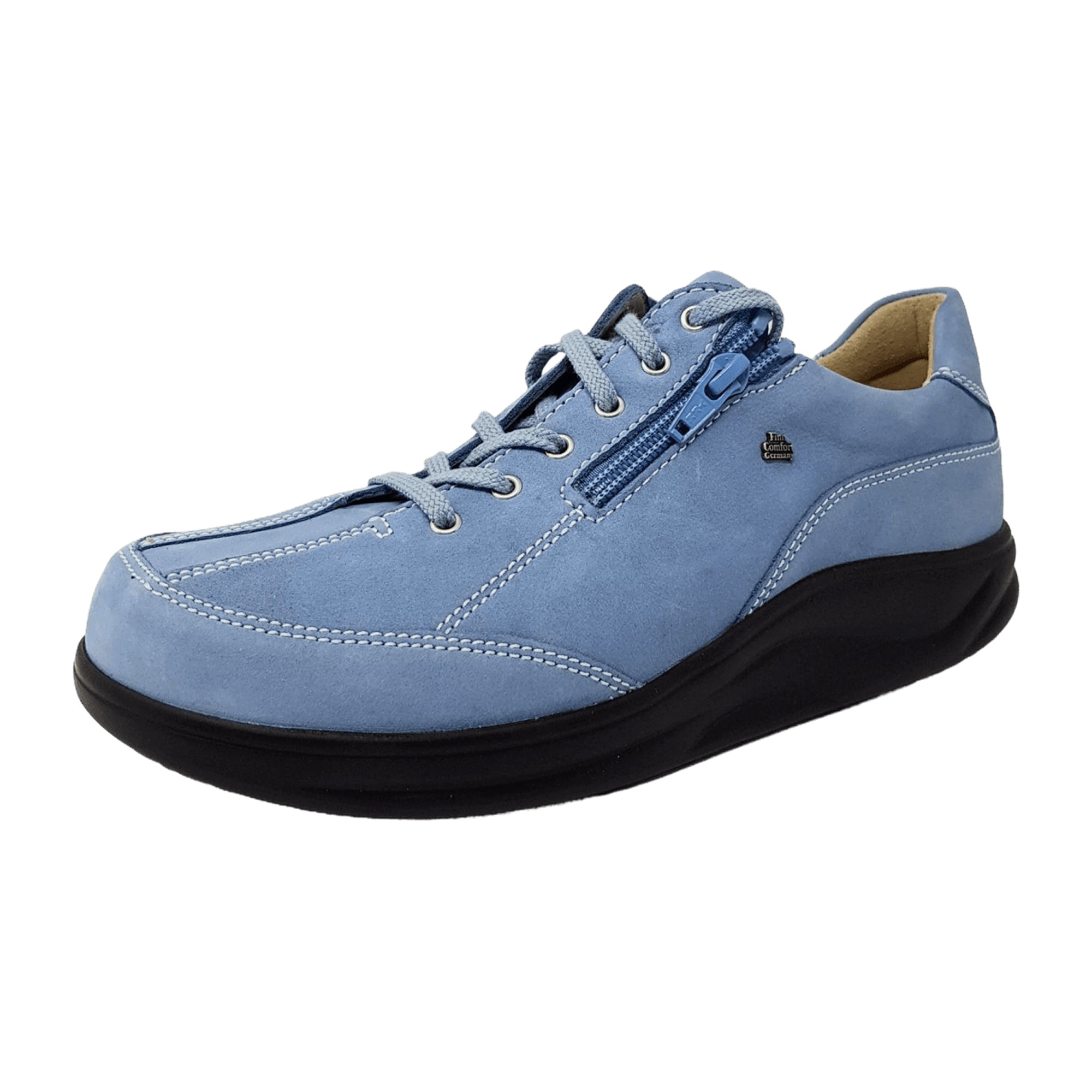 Finn Comfort Otaru Women's Lace-Up Shoes - Comfortable & Stylish with Removable Insoles, Durable Nubuck Leather, Blue