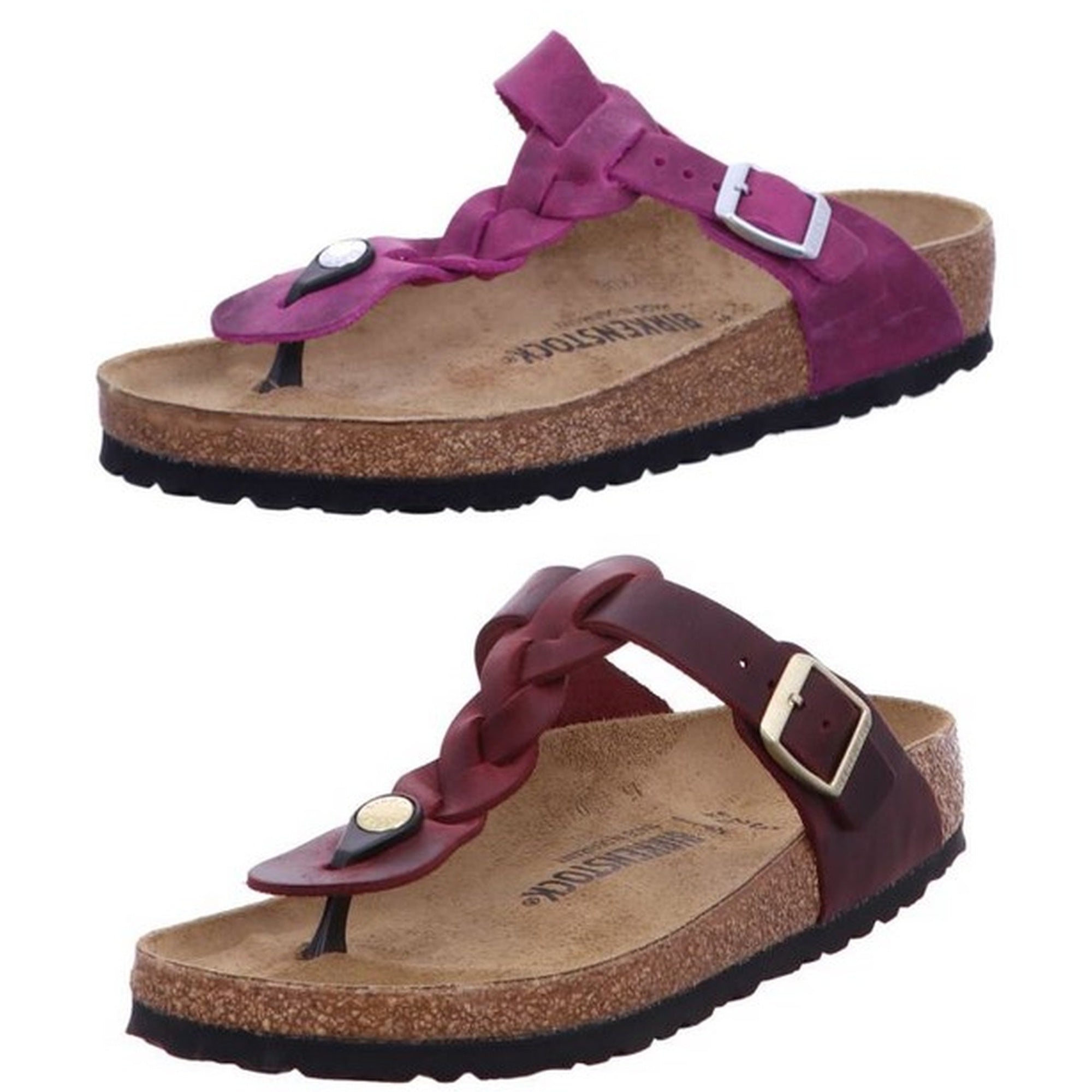 Birkenstock Gizeh Braided Nubuck Leather Oiled Fuchsia Zinfandel Thongs Sandals womens