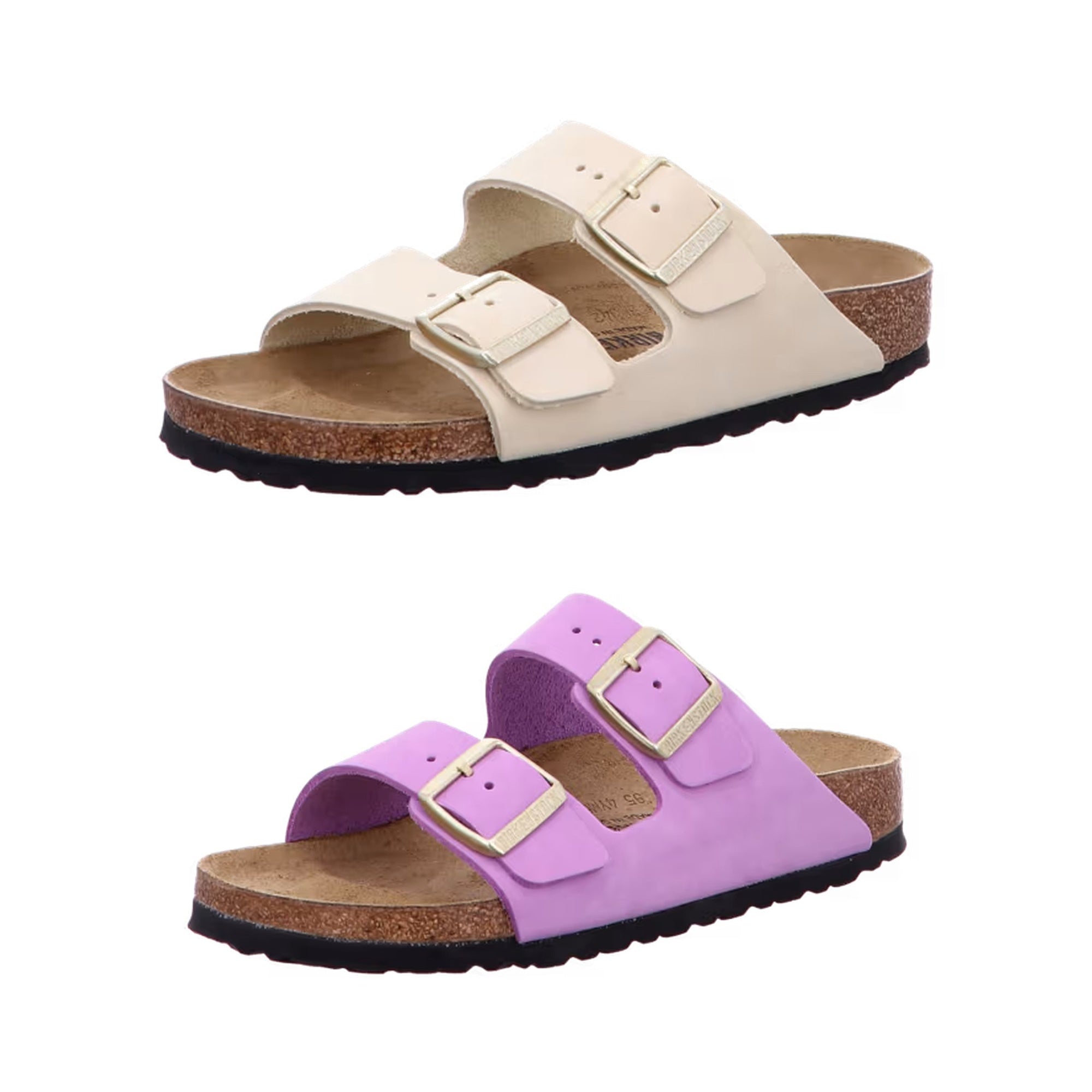 Birkenstock Arizona Leather Nubuck Crocus Ecru Sandals Slides Mules NEW womens