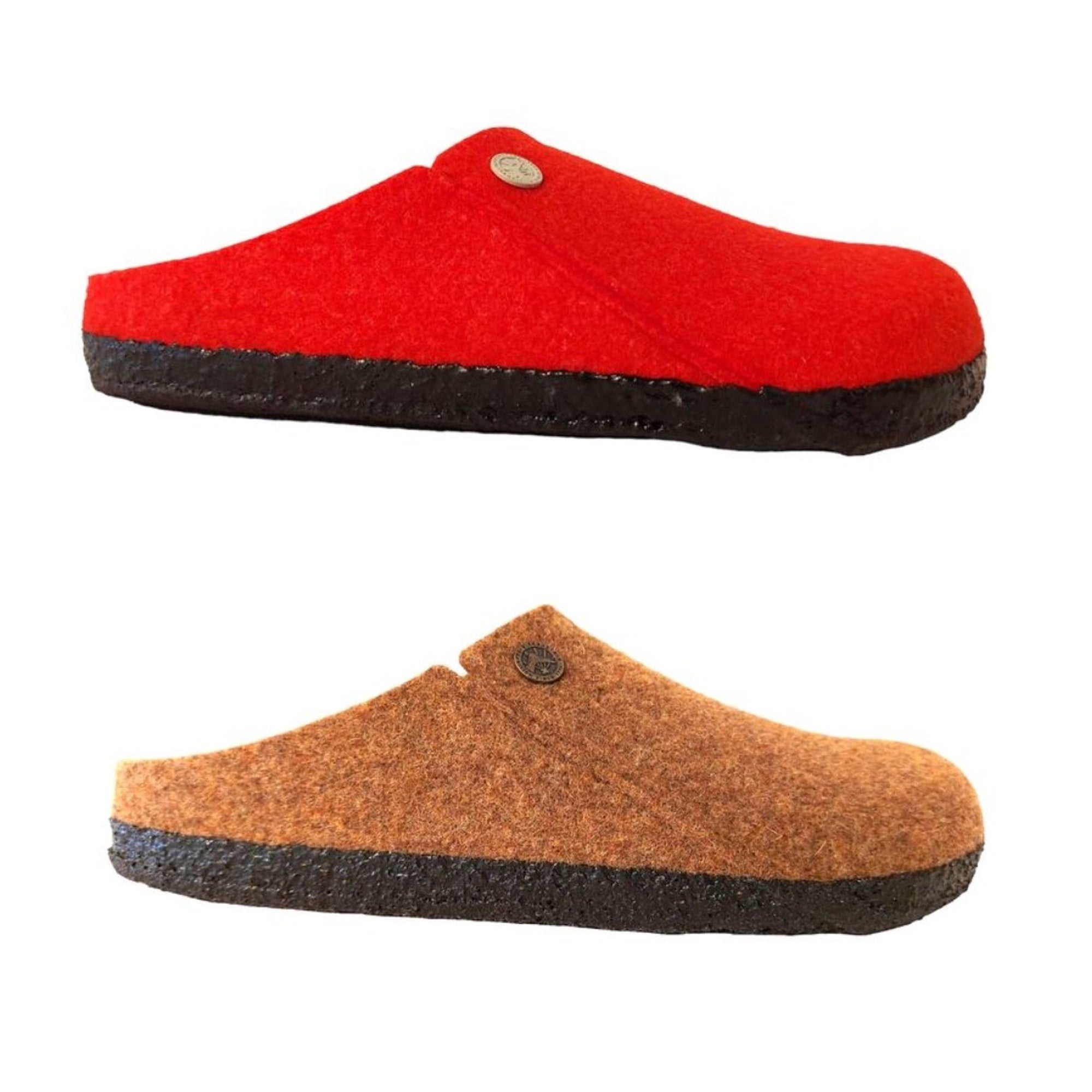 Birkenstock Zermatt Wool Felt Clogs Mules Slippers Cozy Toffee Red New