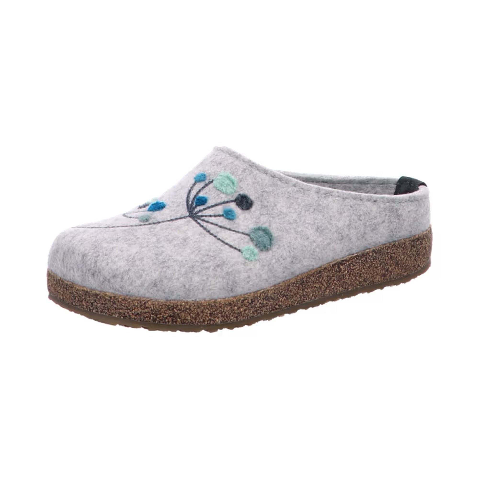 Haflinger Grizzly Amaya  Grey Blue Wool Felt Clogs Mules Slippers Cozy Warm House Shoes