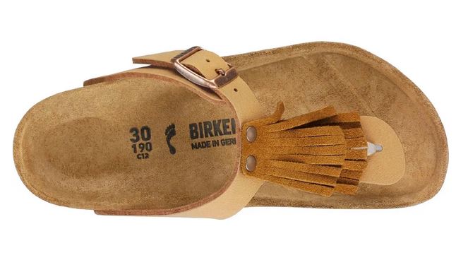 Birkenstock Gizeh Fringes Kids Birko Flor Nubuck Sandals Flip Flops Thongs brown - Bartel-Shop