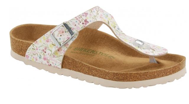 Birkenstock Gizeh Sydney Watercolor Flower White Navy BF Vegan Sandals